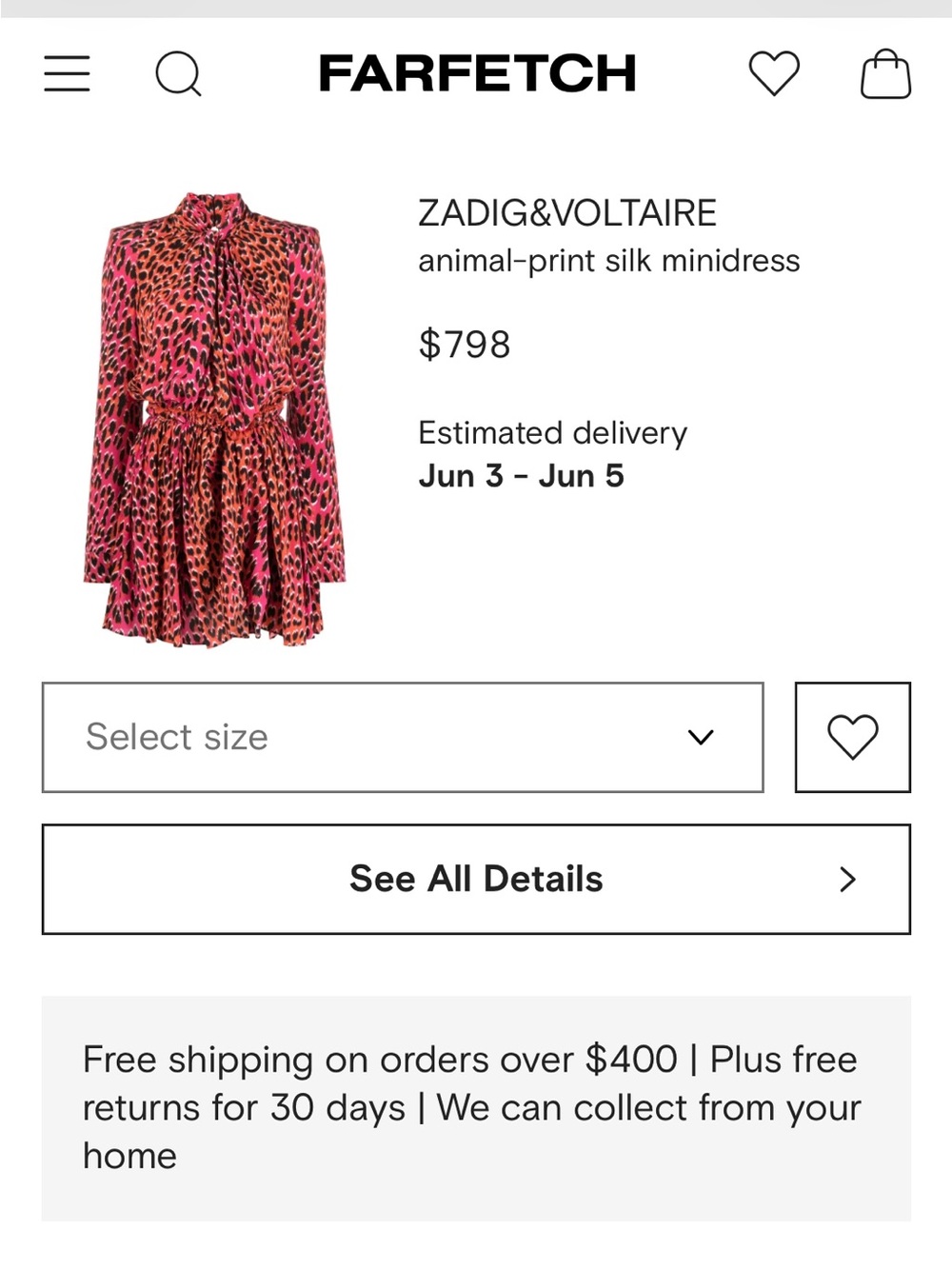 Zadig & Voltaire Red and Black Leopard Print Mini Dress - Picture 2 of 8